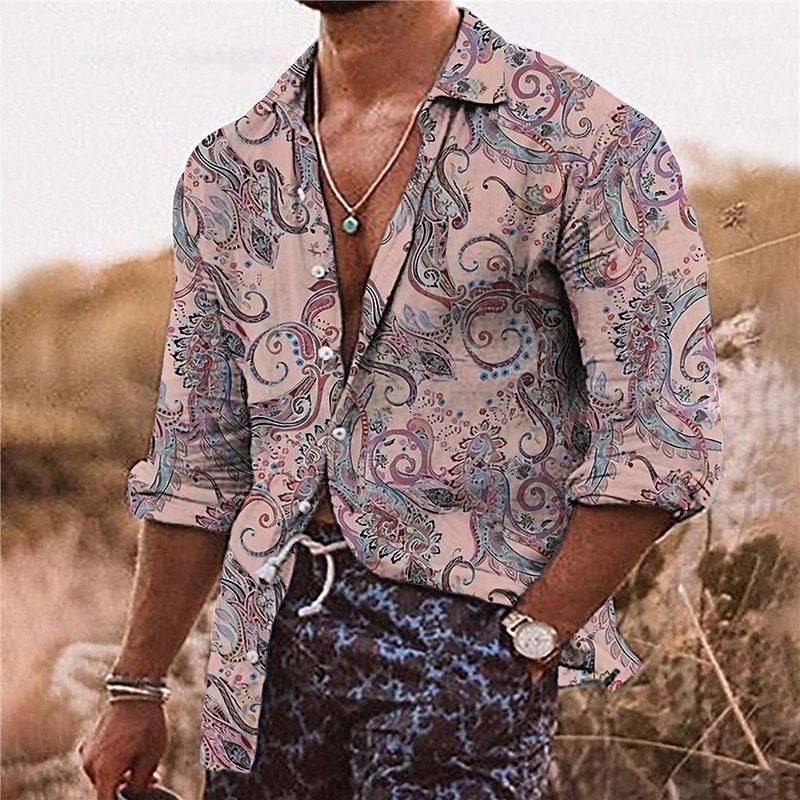 Bohemian Men's Shirt - Flower 3D Pattern Printing