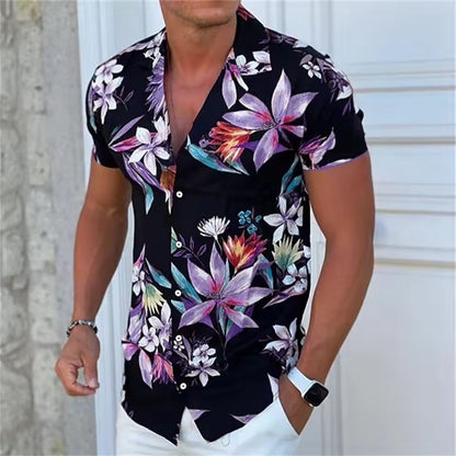 Beach Short Sleeve Top for Men - Stylish Print