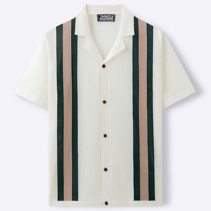 Cuban Collar Knitted Cardigan for Men