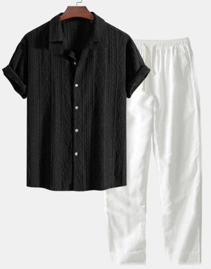 Loose Short Sleeve Shirt Trousers Suit for Men - Casual Wear