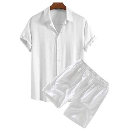 Solid Color Casual Short-sleeved Shirt Shorts Suit for Men