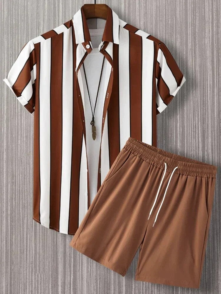 Beach Style Short Sleeve Shirt Men's Suit - Casual Summer Wear