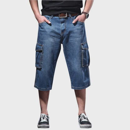 Summer Thin Loose Multi-pocket Workwear Cropped Pants Casual Jeans